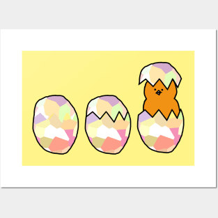 Chickens and Easter Eggs with a Baby Chick Posters and Art